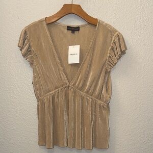 NEW Forever 21 Beige Pleated Blouse